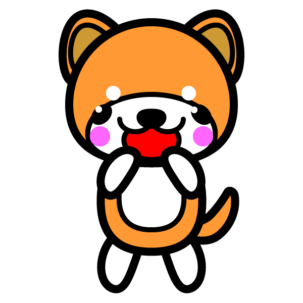 かわいい喜んでいる笑顔の秋田犬の無料イラスト・商用フリー
