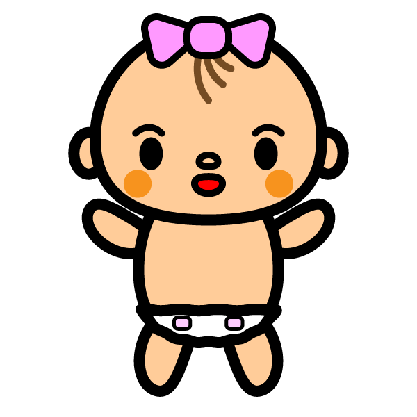 かわいいおむつ姿の赤ちゃんの無料イラスト 商用フリー オイデ43