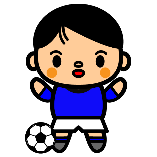 かわいいサッカースライディングの無料イラスト 商用フリー オイデ43