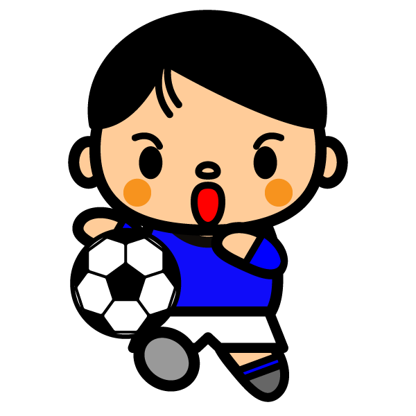 かわいいサッカースライディングの無料イラスト 商用フリー オイデ43