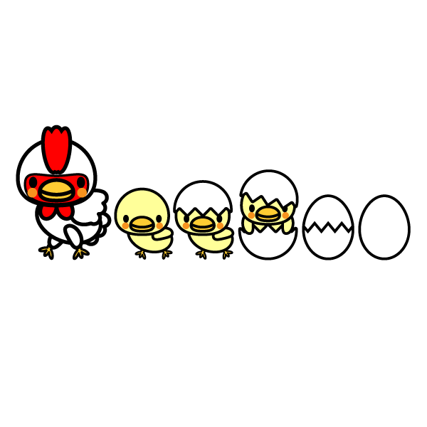 可愛い卵、ひよこ、鶏