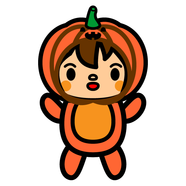 かわいいハロウィンかぼちゃの着ぐるみの無料イラスト・商用フリー