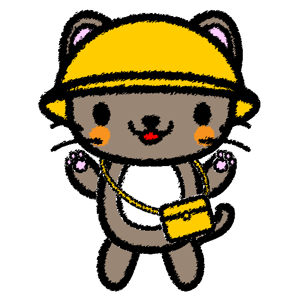 手書き風でかわいい保育 幼稚園児猫の無料イラスト 商用フリー オイデ43