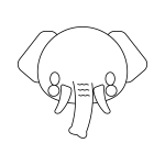 塗り絵に最適な白黒でかわいいぞうの無料イラスト・商用フリー | オイデ43