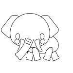 塗り絵に最適な白黒でかわいいぞうの無料イラスト・商用フリー | オイデ43