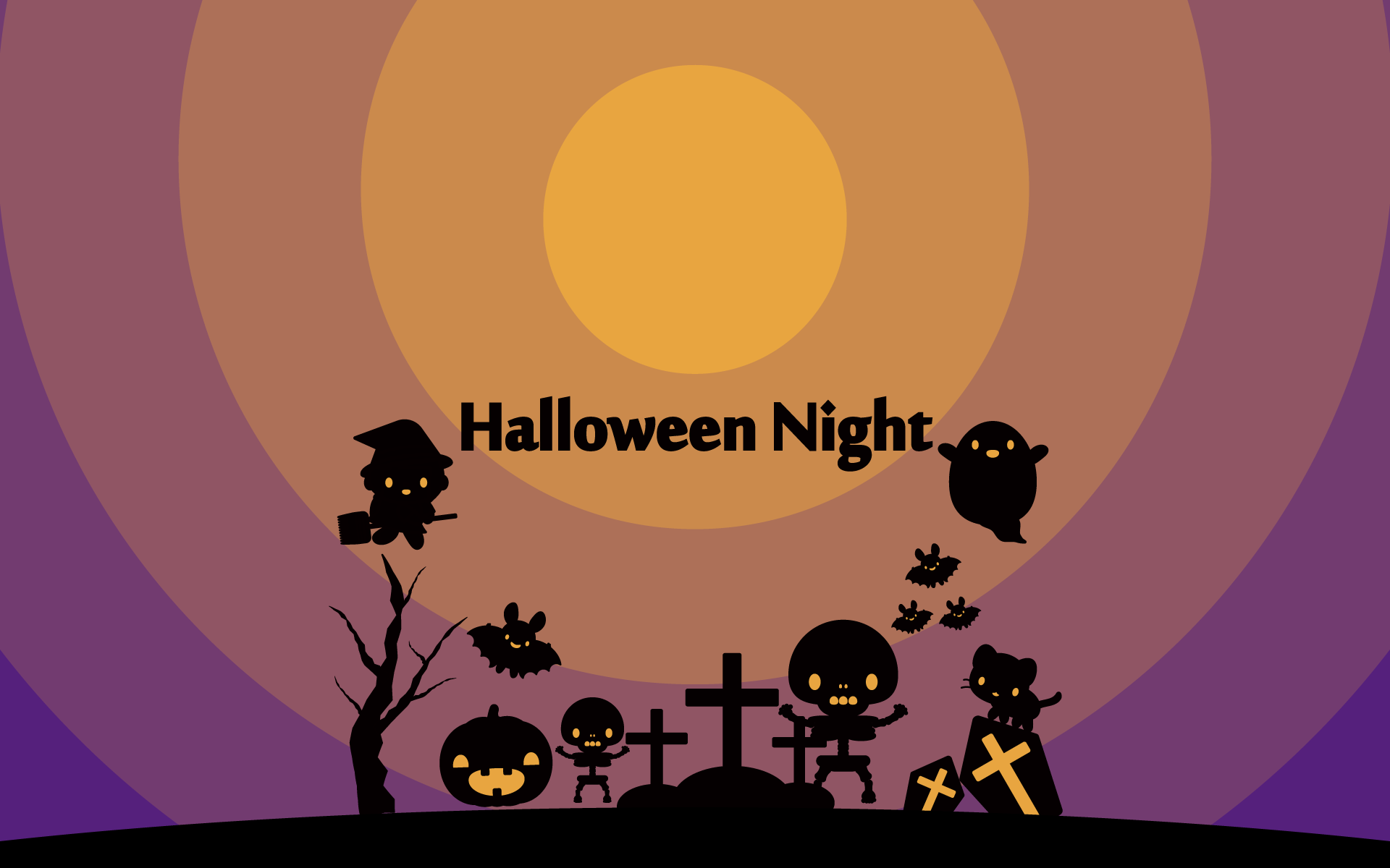 かわいいハロウィンナイト壁紙 Android の無料イラスト 商用フリー オイデ43