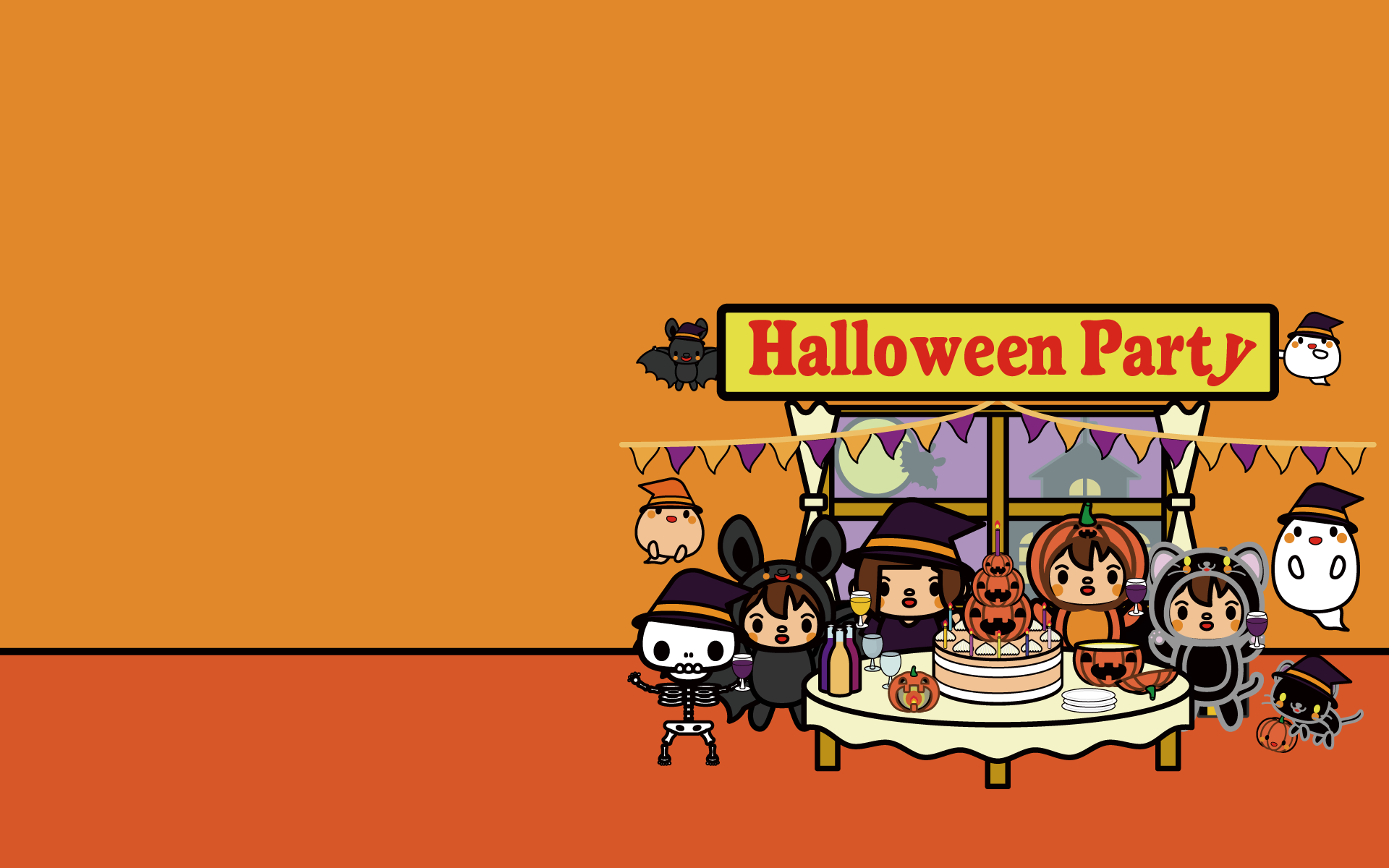 かわいいハロウィンパーティー壁紙 Pc の無料イラスト 商用フリー オイデ43