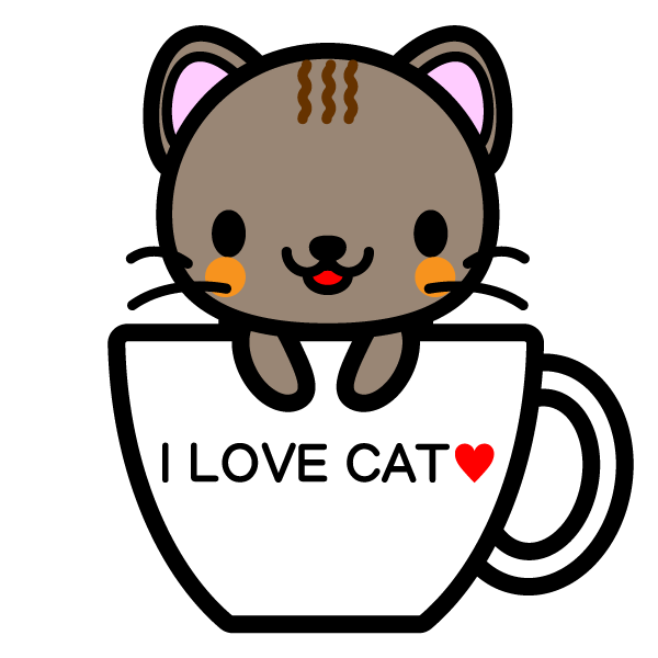 かわいいコーヒーカップ猫の無料イラスト・商用フリー