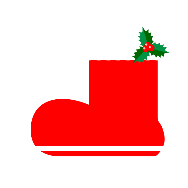 縁無しでかわいいクリスマスプレゼントブーツ(長靴)の無料イラスト・商用フリー