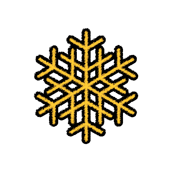 手書き風でかわいいクリスマスオーナメント(飾り)雪の結晶の無料イラスト・商用フリー