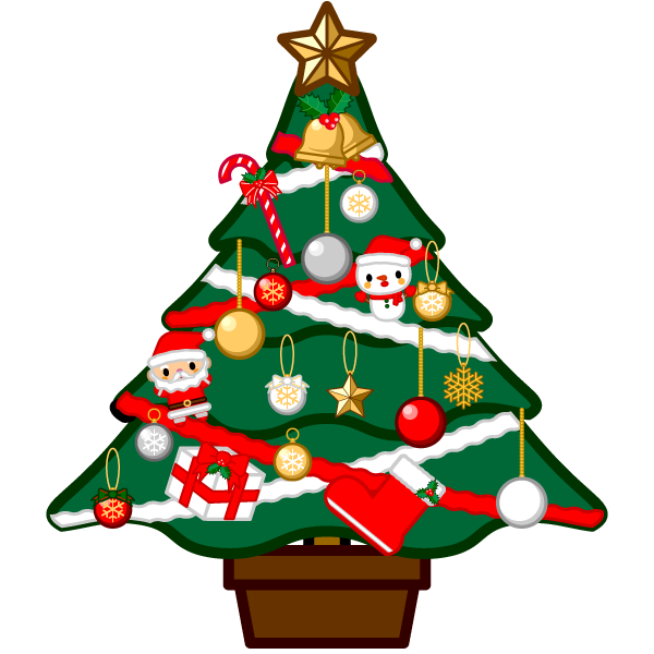 ソフトタッチでかわいいクリスマスツリーの無料イラスト・商用フリー