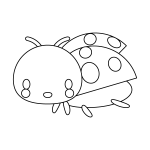 塗り絵に最適な白黒でかわいいてんとう虫の無料イラスト・商用フリー | オイデ43