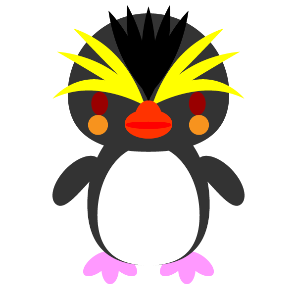 縁無しでかわいいイワトビペンギンの無料イラスト・商用フリー