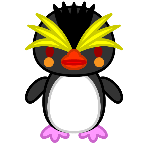 ソフトタッチでかわいいイワトビペンギンの無料イラスト・商用フリー