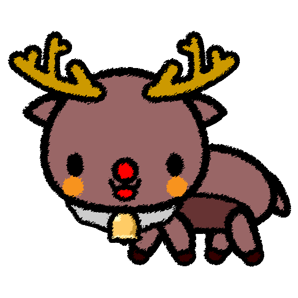 手書き風でかわいいクリスマストナカイの無料イラスト・商用フリー