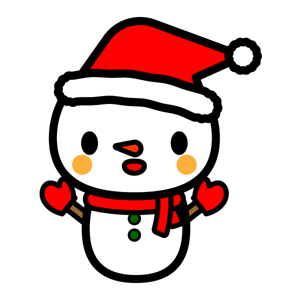 かわいいクリスマス雪だるま(スノーマン)の無料イラスト・商用フリー