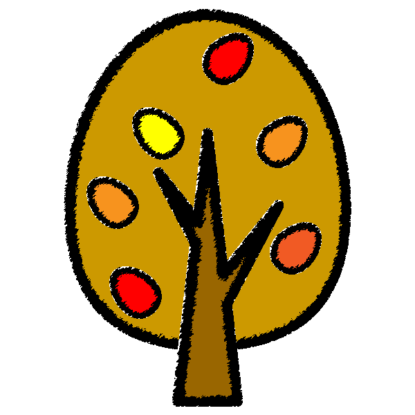 手書き風でかわいい秋の木の無料イラスト・商用フリー
