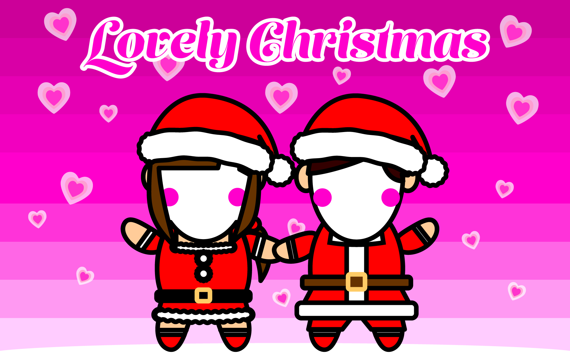 かわいいラブリークリスマスの合成壁紙(PC)の無料イラスト・商用フリー