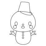 塗り絵に最適な白黒でかわいい雪だるまの無料イラスト・商用フリー | オイデ43